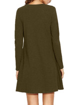 Solid Color Off shoulder long sleeve Mini Dress