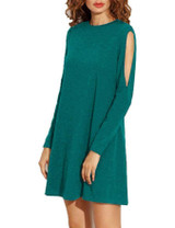 Solid Color Off shoulder long sleeve Mini Dress