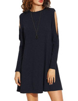 Solid Color Off shoulder long sleeve Mini Dress