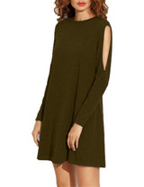 Solid Color Off shoulder long sleeve Mini Dress