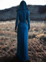 Hollow Hooded Long Sleeves Maxi Dress