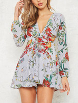 Bohemia Floral V-Neck Long Sleeves Romper