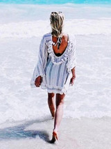 Pompoms Backless Long Sleeves Cover-up Mini Dresses
