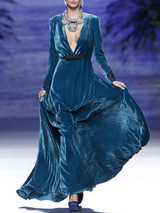 Deep V-neck Long Sleeved Evening Dress Deep V-neck Long Sleeved Evening Dress