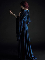 Flared Long Sleeves Hooded Maxi Dress