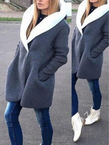 New Grey Pockets Long Sleeve Going out Sweater