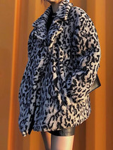 New Khaki Leopard Print Pockets Turndown Collar Long Sleeve Coat New Khaki Leopard Print Pockets Turndown Collar Long Sleeve Coat