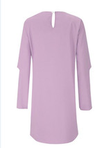 New Pink Ruffle Round Neck Long Sleeve Fashion Mini Dress