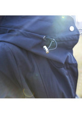 New Black Pockets Drawstring Zipper Hooded Long Sleeve Trench Coat