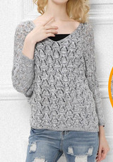 New Grey V-neck Dolman Sleeve Oversize Fashion Pullover Sweater New Grey V-neck Dolman Sleeve Oversize Fashion Pullover Sweater