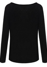 New Black Asymmetric Shoulder Round Neck Long Sleeve Fashion T-Shirt