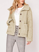 New Khaki Buttons Pockets Turndown Collar Long Sleeve Streetwear Outerwear