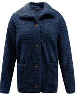 New Dark Blue Buttons Pockets Turndown Collar Long Sleeve Streetwear Outerwear