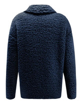 New Dark Blue Buttons Pockets Turndown Collar Long Sleeve Streetwear Outerwear