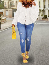 New White Tassel Long Sleeve Fuzzy Fur Teddy Casual Outerwear