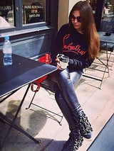 New Black Letter Print Long Sleeve Round Neck Going out Sweatshirt
