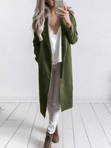 New Green Turndown Collar Long Sleeve Going out Coat