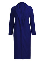 New Dark Blue Turndown Collar Long Sleeve Going out Coat