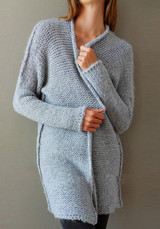 New Grey V-neck Long Sleeve Cardigan Sweater