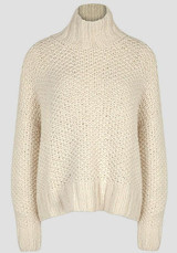 New Beige Band Collar High Neck Long Sleeve Pullover Sweater