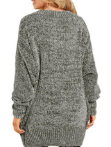 New Grey Round Neck Long Sleeve Oversize Casual Pullover Sweater New Grey Round Neck Long Sleeve Oversize Casual Pullover Sweater