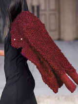 New Red Polka Dot Buttons Band Collar Long Sleeve Fashion Outerwear