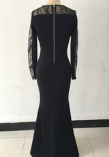 New Black Patchwork Zipper Sequin Grenadine Long Sleeve Prom Evening Party Maxi Dress New Black Patchwork Zipper Sequin Grenadine Long Sleeve Prom Evening Party Maxi Dress