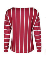 New Red Asymmetric Shoulder Round Neck Long Sleeve Casual T-Shirt