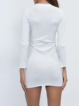 New White Cut Out Irregular Long Sleeve Going out Party Mini Dress