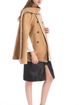 New Khaki Buttons Irregular Double Breasted Plus Size Dolman Sleeve Oversized Casual Thick Cloak Wool Coats