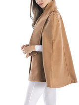 New Khaki Buttons Irregular Double Breasted Plus Size Dolman Sleeve Oversized Casual Thick Cloak Wool Coats