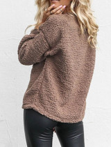 New Khaki Long Sleeve Round Neck Casual Sweet Going out Sweatshirt