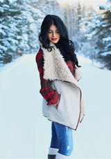 New Khaki Monogram Embroidery Pockets Fur Turndown Collar Lamb Wool Fashion Cardigan Coat