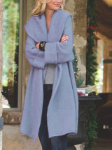 New Blue Long Sleeve Casual Sweet Going out Cardigan Coat
