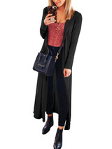 New Black V-neck Casual Long Cardigan Sweater