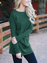 New Dark Green Irregular Loose Comfy Long Sleeve Round Neck Casual Fashion Mini Sweater Dress