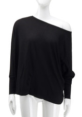 New Black Irregular Off Shoulder Round Neck Long Sleeve T-Shirt New Black Irregular Off Shoulder Round Neck Long Sleeve T-Shirt