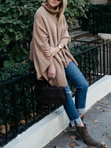 New Apricot Irregular High Neck Fashion Pullover Sweater