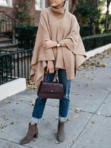New Apricot Irregular High Neck Fashion Pullover Sweater