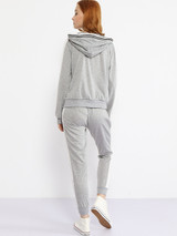 Casual V Neck Contrast Trim Sweatshirt And Slit Pocket Plain Slim-leg Pant