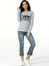 Casual Round Neck Letters Printed Sweatshirt
