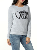 Casual Round Neck Letters Printed Sweatshirt