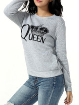 Casual Round Neck Letters Printed Sweatshirt