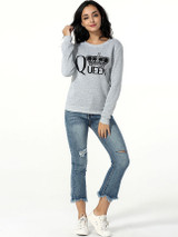 Casual Round Neck Letters Printed Sweatshirt