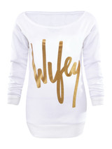 Casual Round Neck Letter Printed Sweatshirt