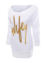 Casual Round Neck Letter Printed Sweatshirt