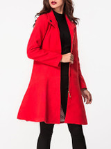 Casual Lapel Woolen Plain Coat