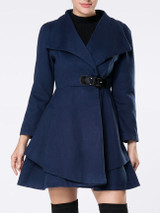 Casual Lapel Single Button Woolen Coat