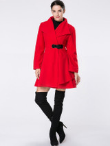 Casual Lapel Single Button Woolen Coat