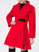 Casual Lapel Single Button Woolen Coat